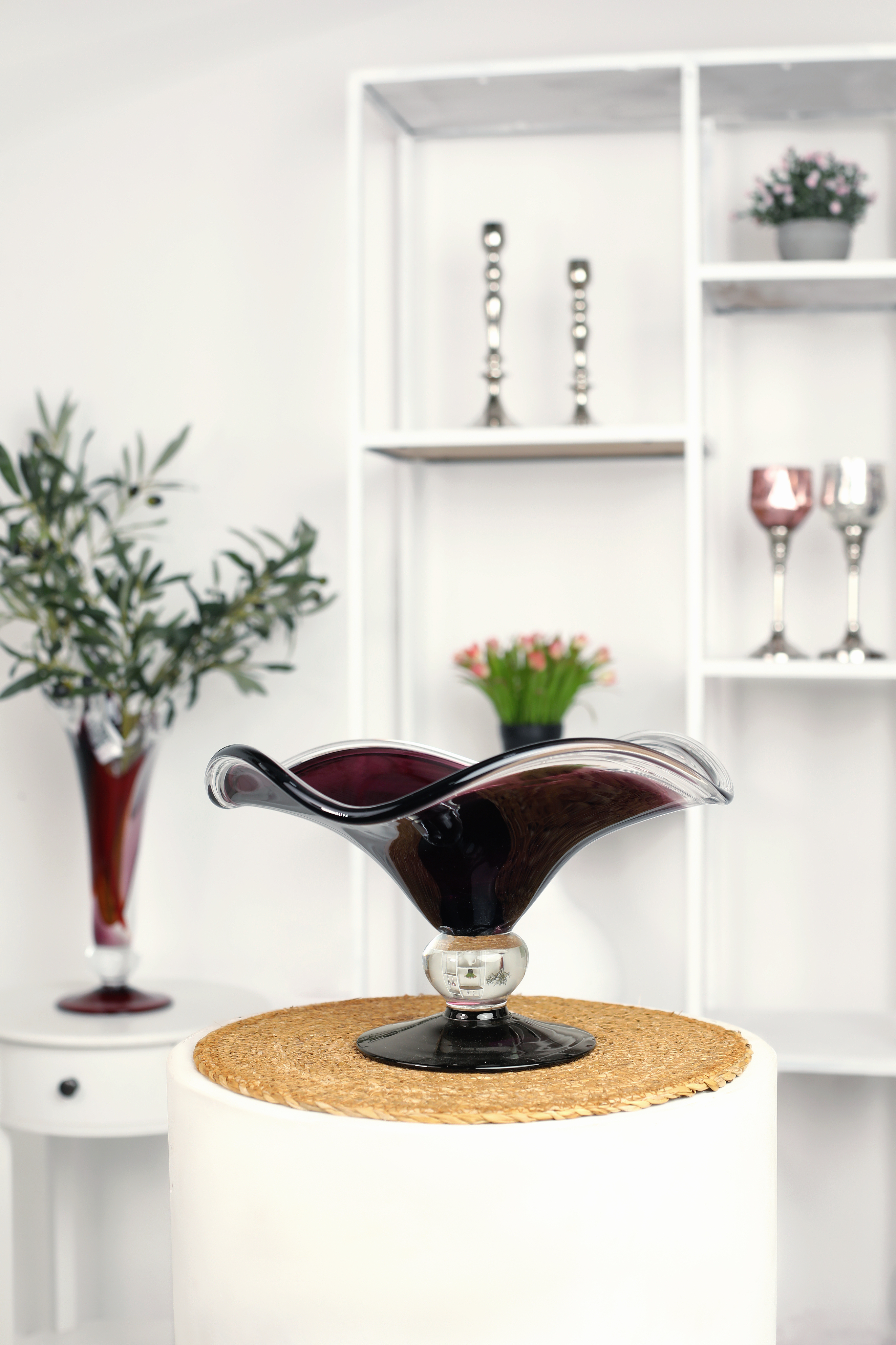 Vetreria Artistica Monaco Centerpiece Amethist Vaza 35 sm